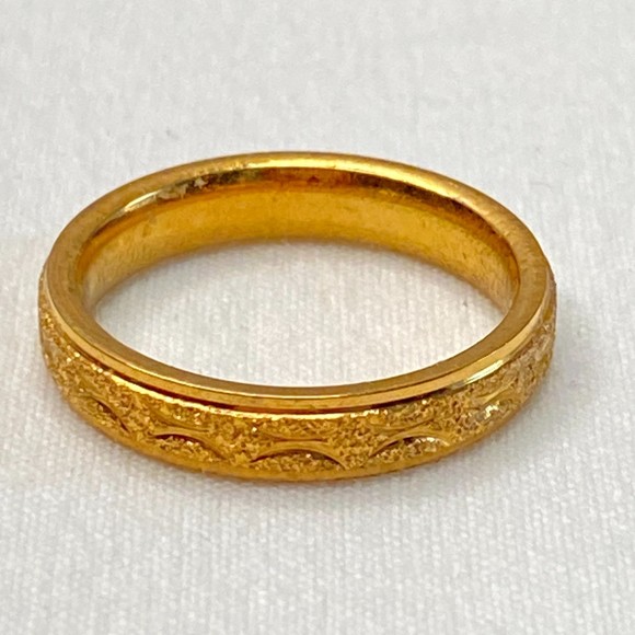 Textured Gold Tone Band Ring MS Stainless Steel - Picture 2 of 5